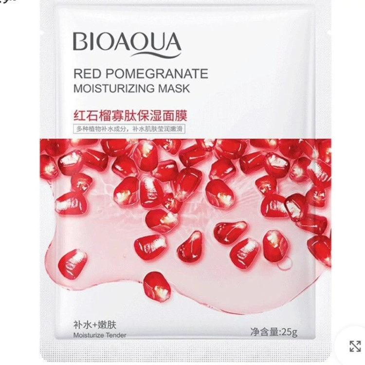 ماسک صورت ورقه ای انار بیوآکوا 25 گرمی Bioaqua Red Pomegranate Moisturizing Mask 25g