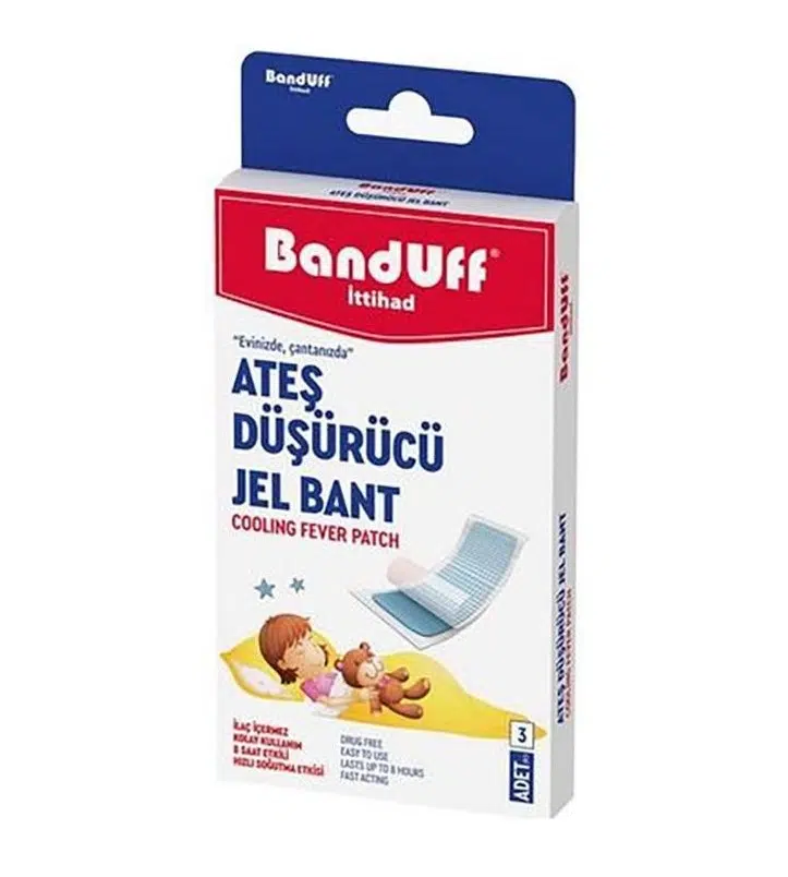 چسب کاهش دهنده تب کودکان بندوف Banduff مدل Ates Dusurucu Jel Bant بسته 3 عددی