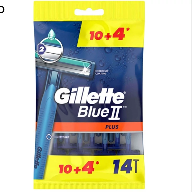 خودتراش دو تیغ ژیلت اصلی مدل Blue 2 Plus بسته 14 عددی