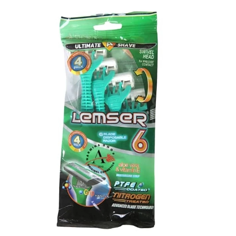 خودتراش لمسر شیش لبه صابوندار 4 تایی LAMSER