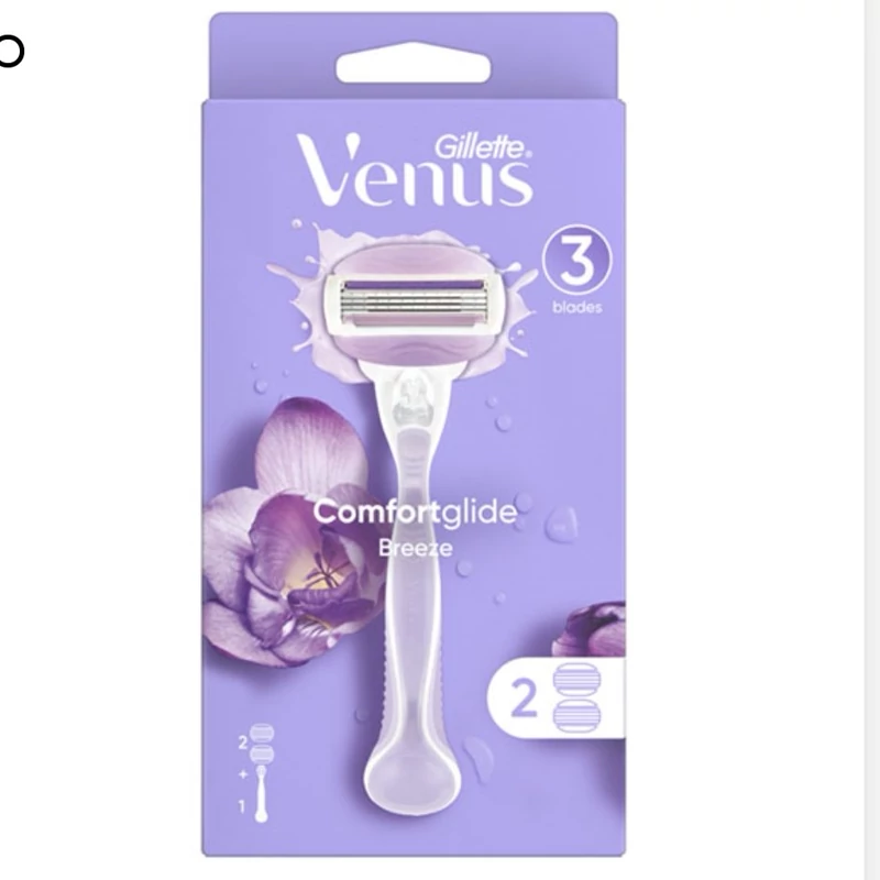 خودتراش زنانه 3 تیغ ژیلت ونوس لهستان مدل Comfortglide Breeze به همراه دو تیغ یدک