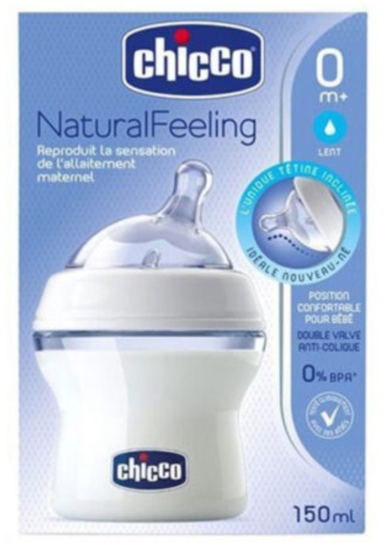 شیشه شیر بدو تولد چیکو مدل نچرال فیلینگ شبیه سینه مادر 250 میل Chicco