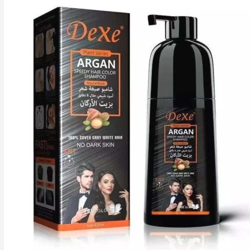 شامپو رنگ مو سیاهی طبیعی در 8 دقیقه با روغن آرگان مراکش برند دکسی DEXE